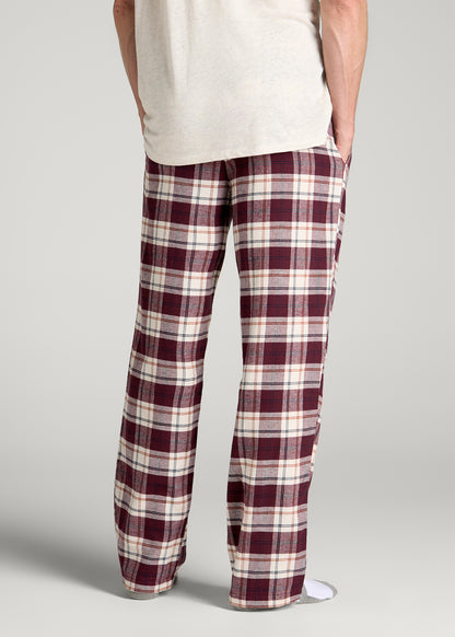 Flannel Pajama Pants for Tall Men in Port Royale and Beige Plaid