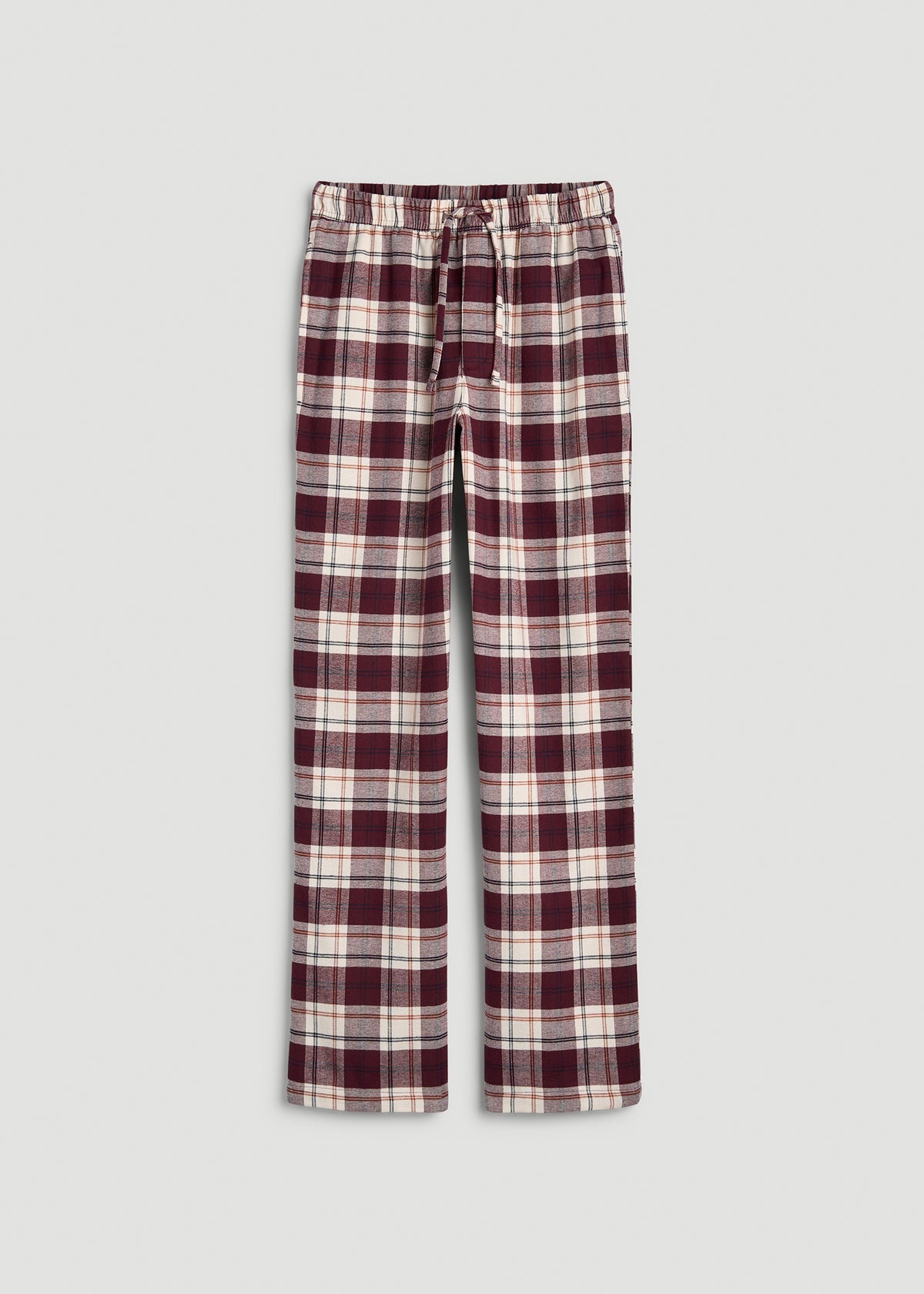 Flannel Pajama Pants for Tall Men in Port Royale and Beige Plaid