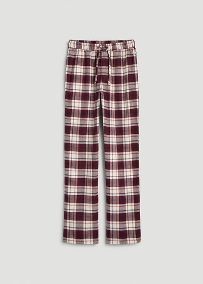 Flannel Pajama Pants for Tall Men in Port Royale and Beige Plaid
