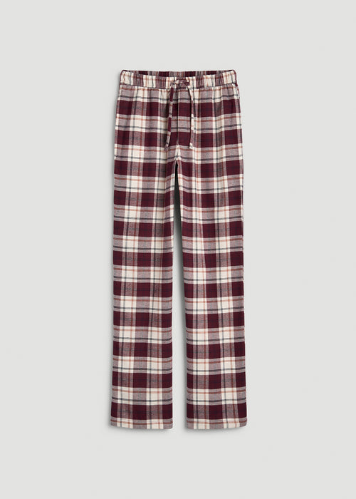 Flannel Pajama Pants for Tall Men in Port Royale and Beige Plaid