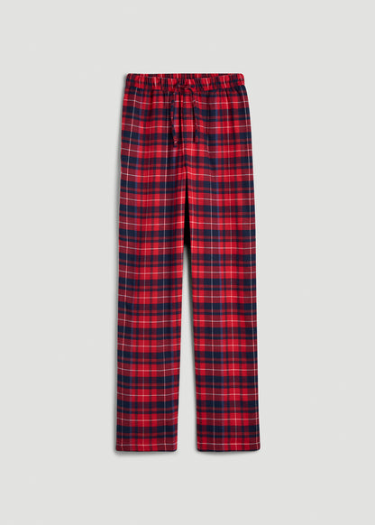 Flannel Pajama Pants for Tall Men in Red and Navy Plaid