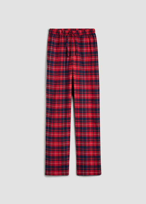 Flannel Pajama Pants for Tall Men in Red and Navy Plaid