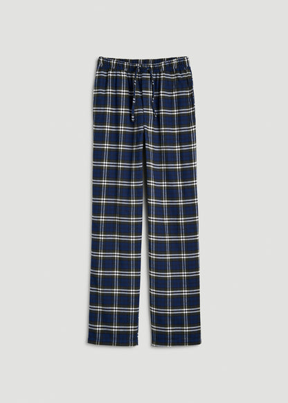 Flannel Pajama Pants for Tall Men in Royal Blue and Green Plaid