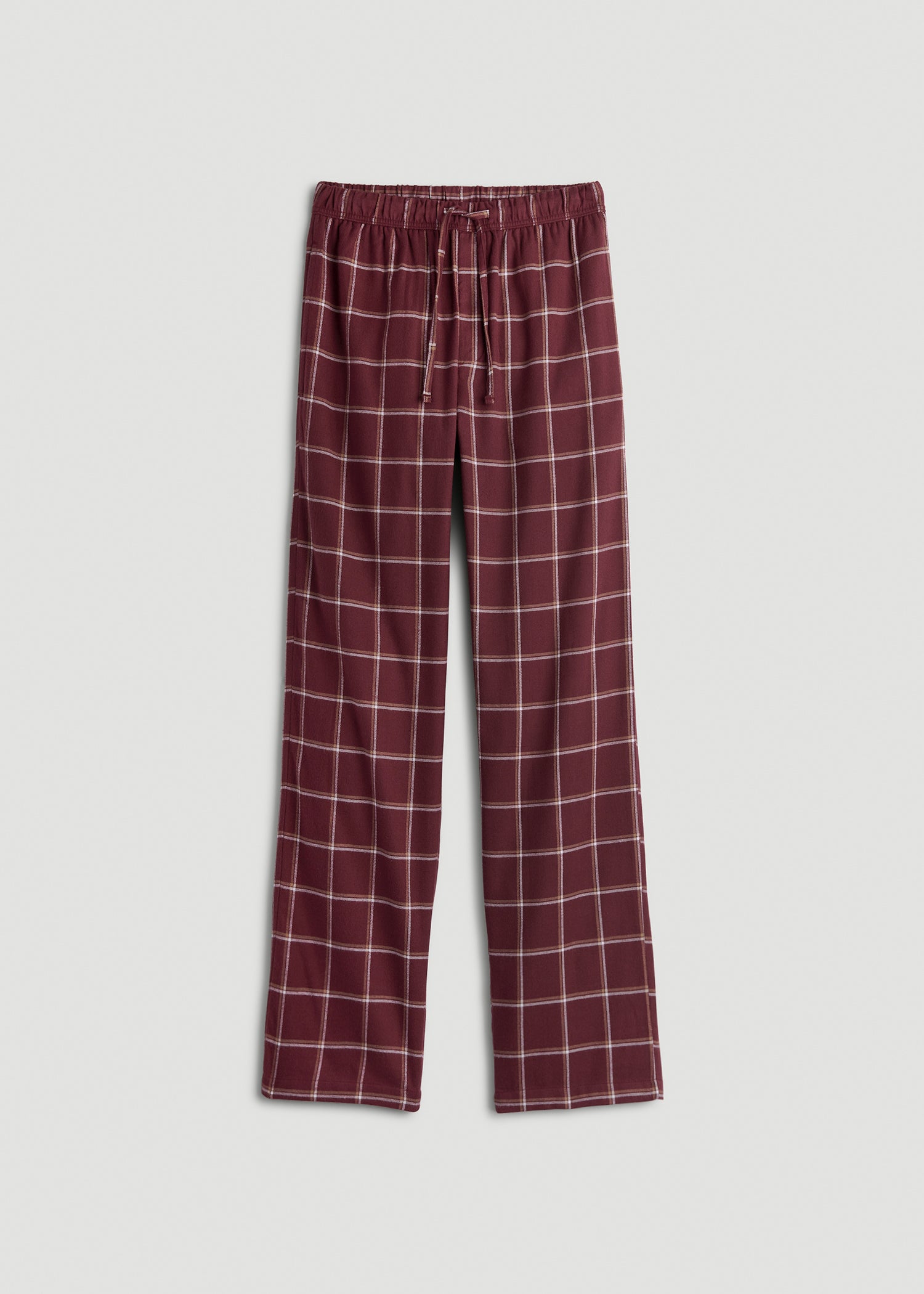 Flannel Pajama Pants for Tall Men in Wine Windowpane