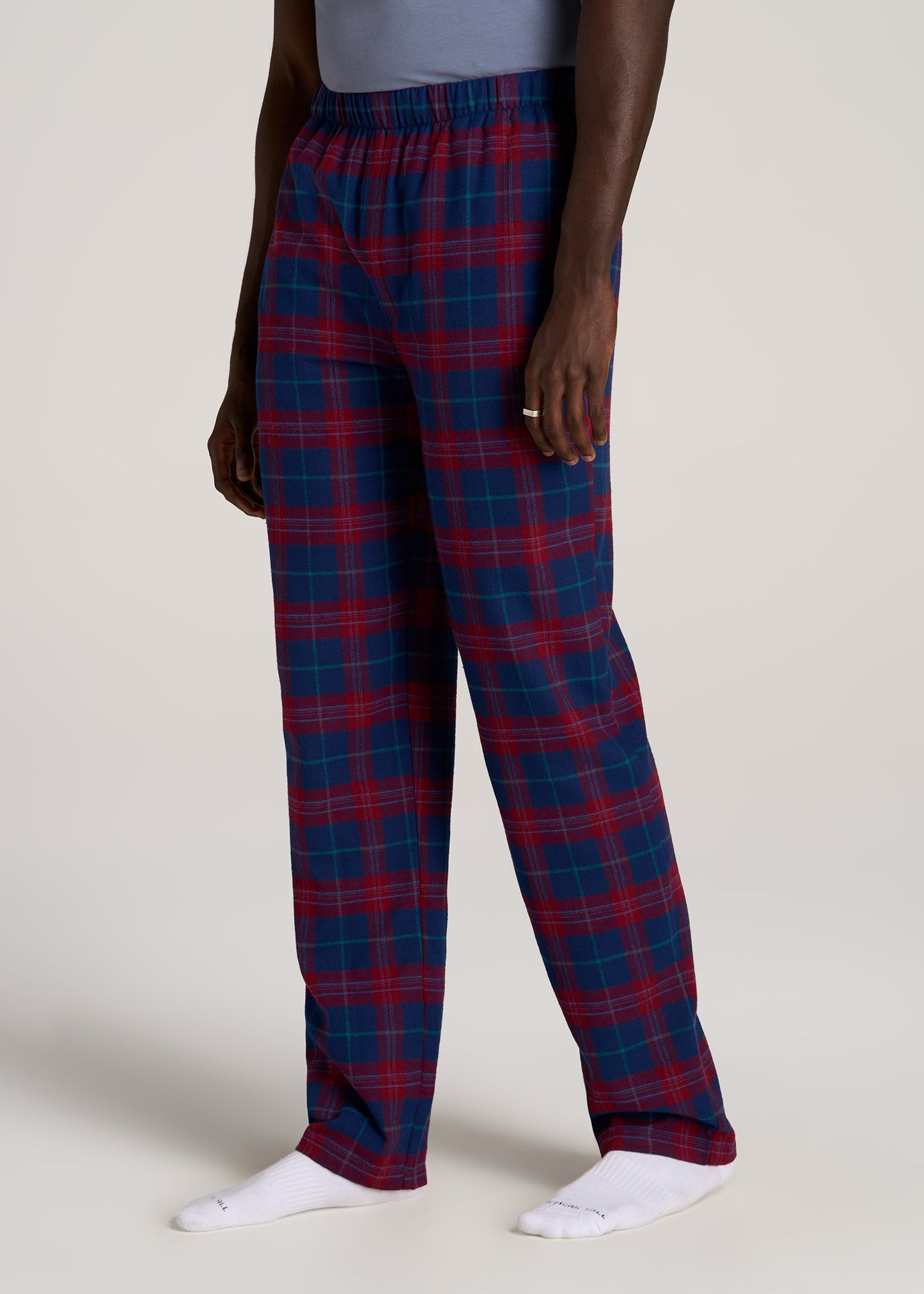 Plaid Pajama Pants for Tall Men in Blue and Red Tartan