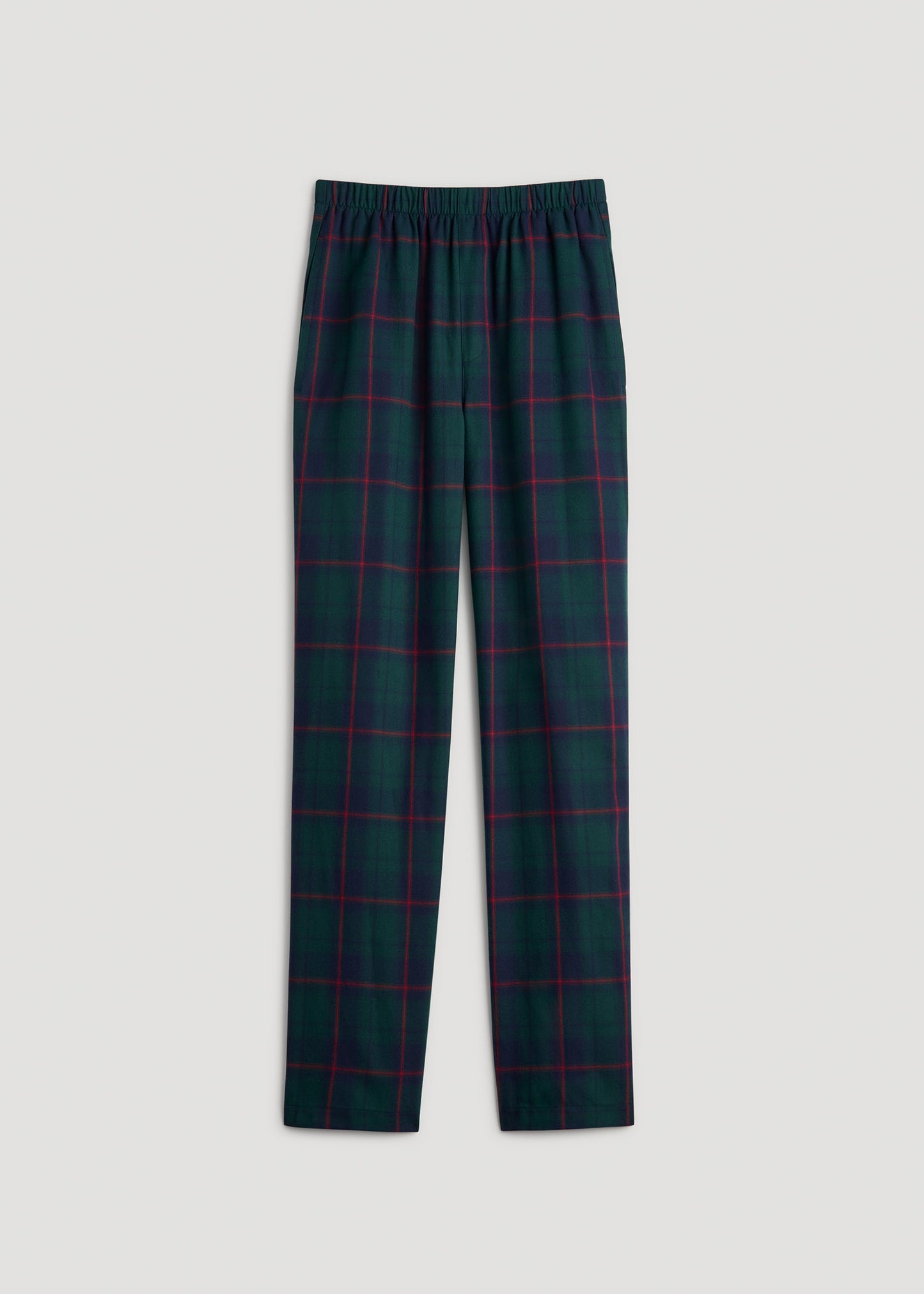 Plaid Pajama Pants for Tall Men in Green and Red Tartan