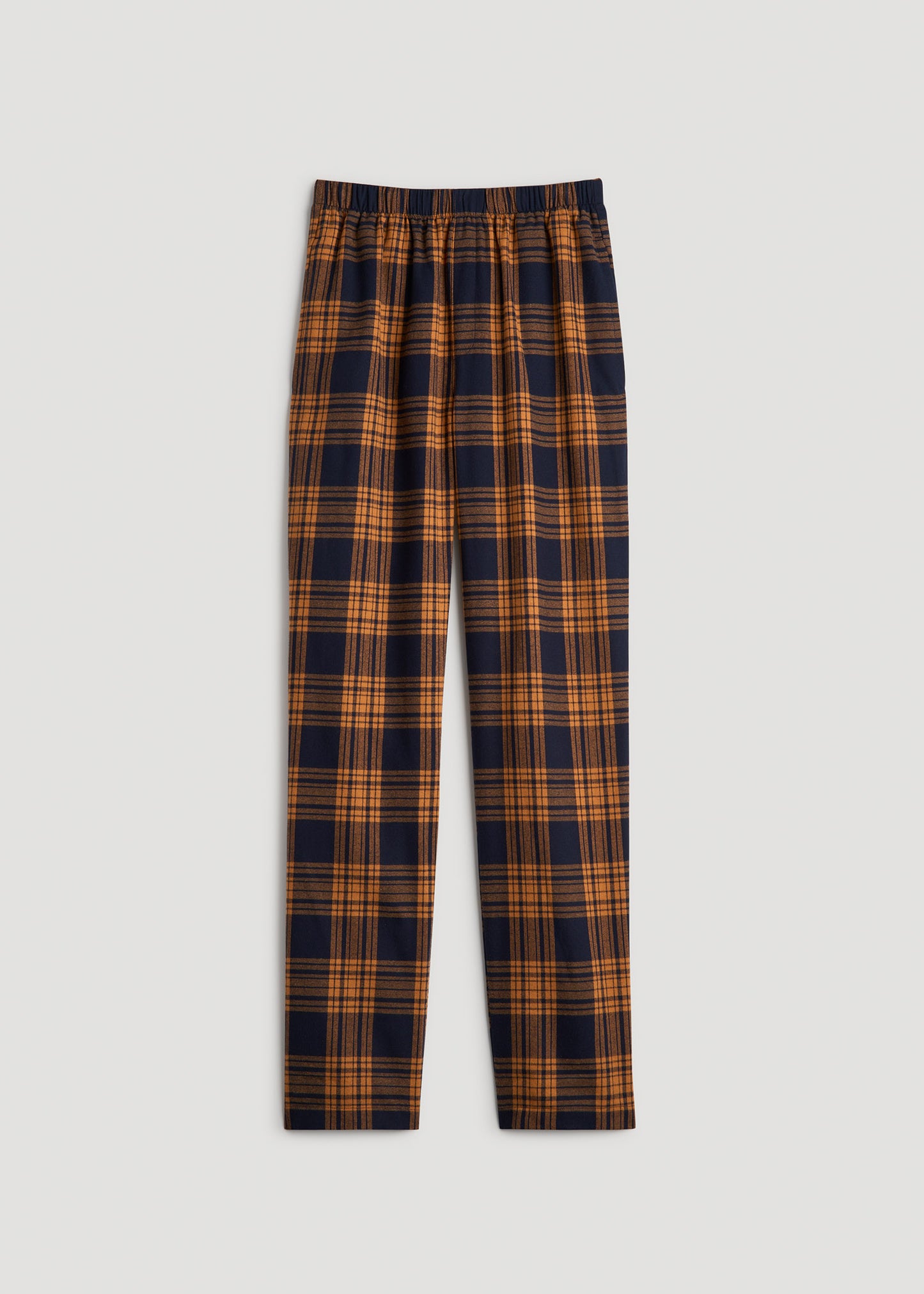 Plaid Pajama Pants for Tall Men in Navy and Apricot Plaid