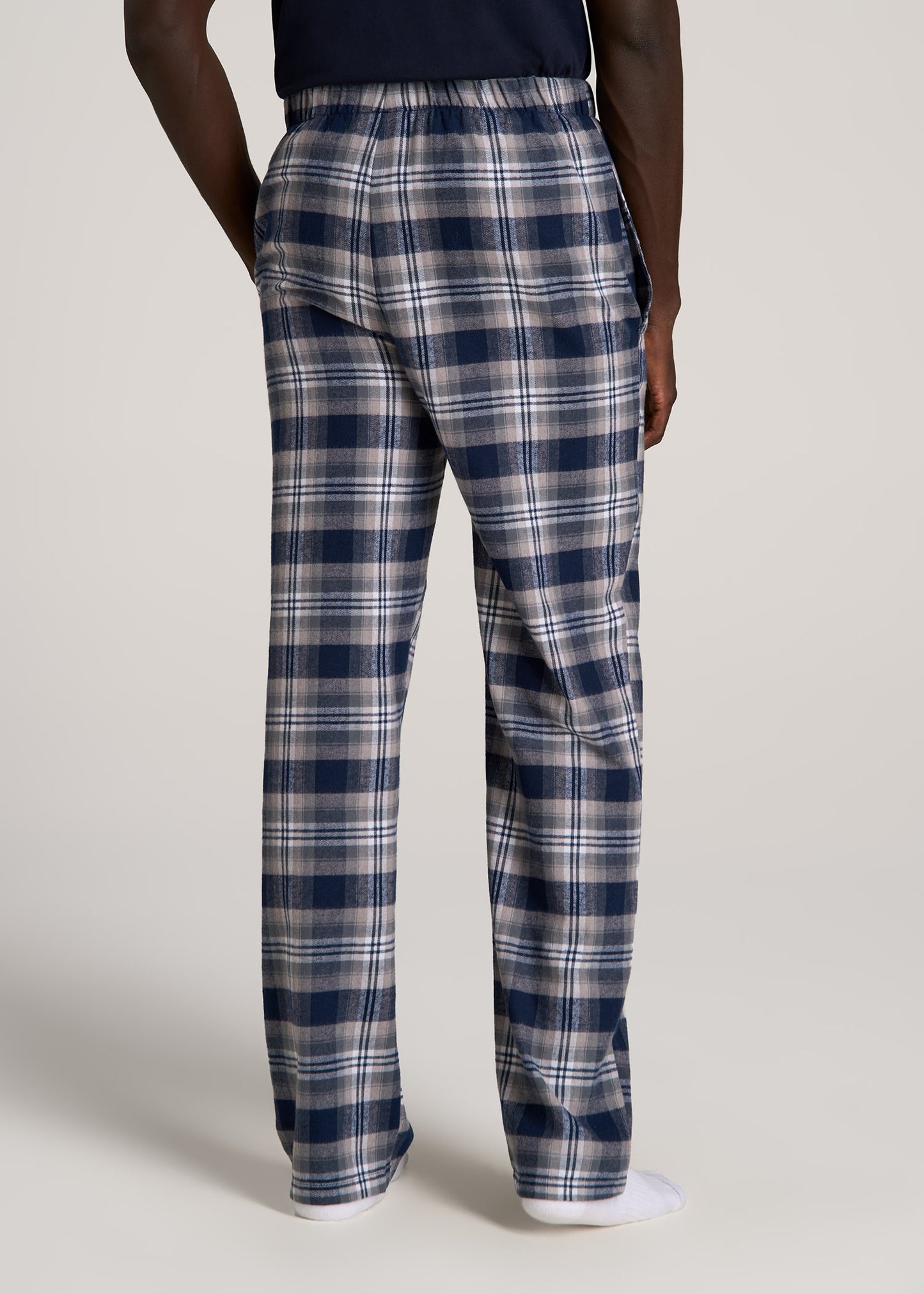 American Tall Men Flannel Pajamas Navy Grey Plaid