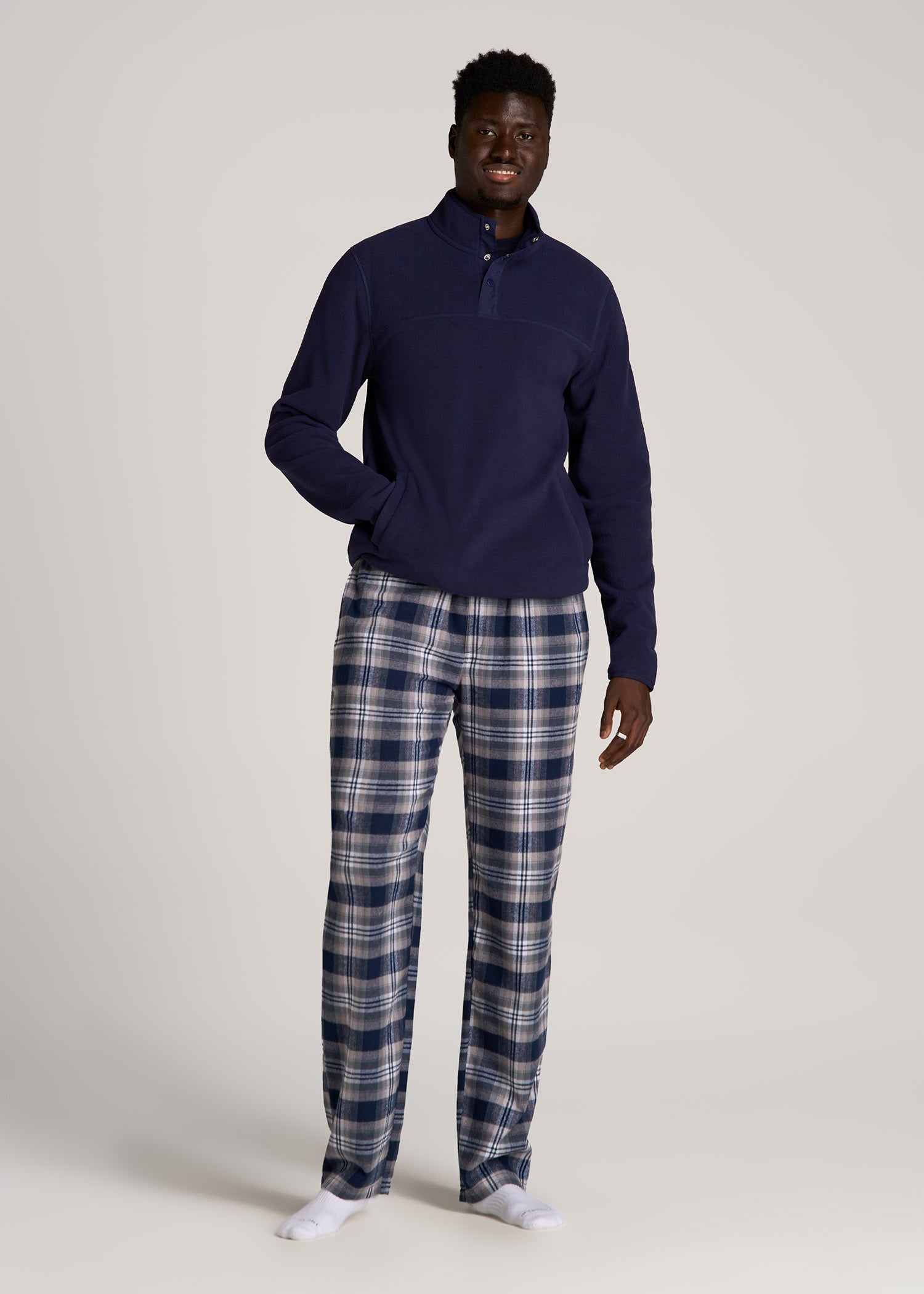 Men's Sleepwear Pants Plaid Pyjamas Navy Blue Pajamas