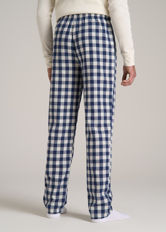 Plaid Pajama Pants for Tall Men in Navy and White Check