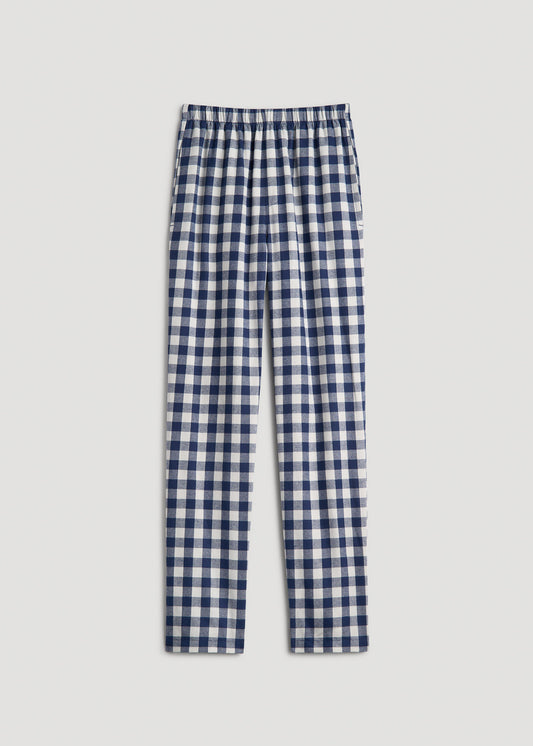 Plaid Pajama Pants for Tall Men in Navy and White Check