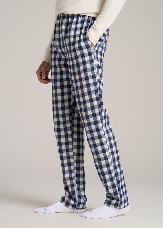 Plaid Pajama Pants for Tall Men in Navy and White Check