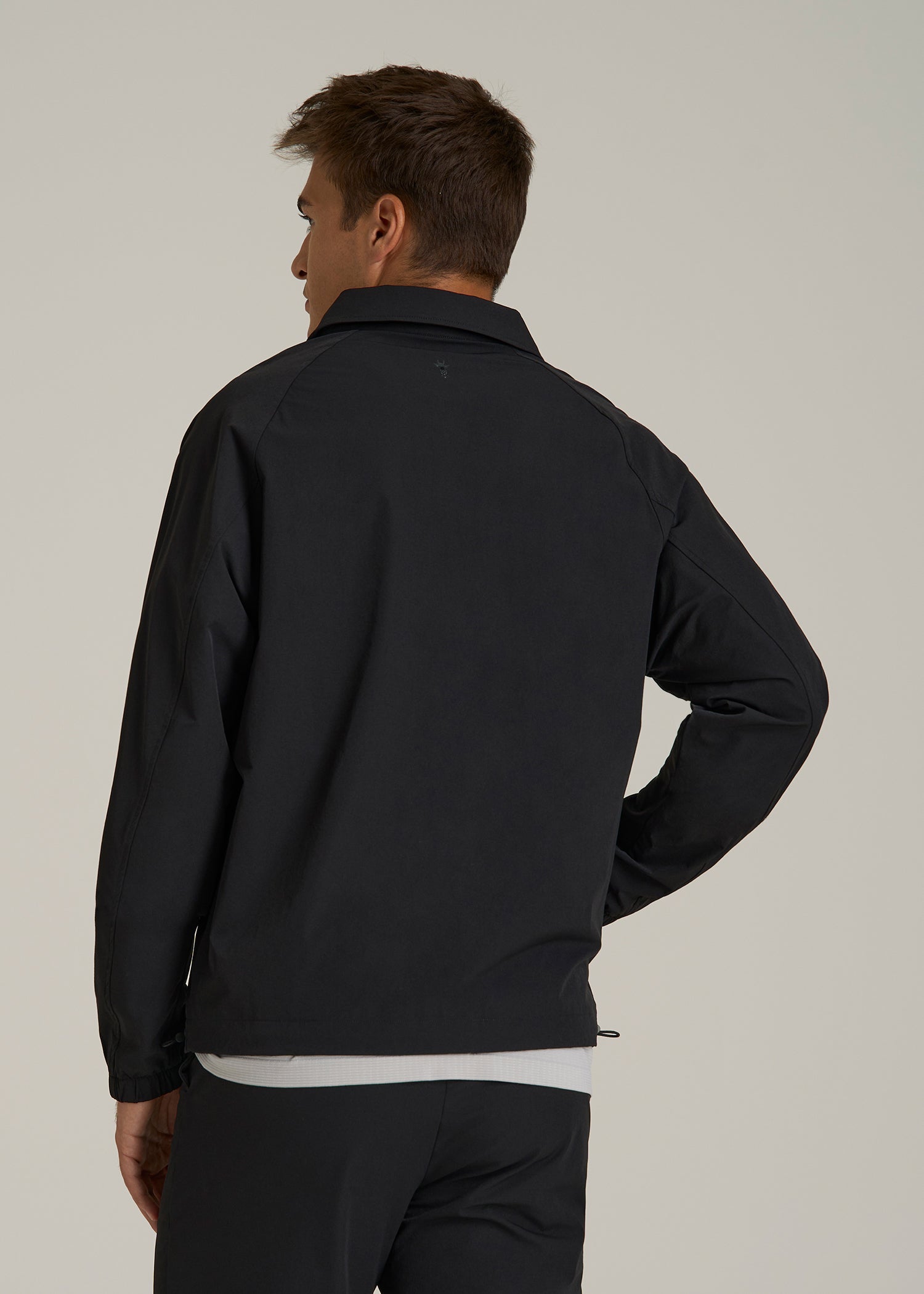 Flex Nylon Collared Jacket for Tall Men in Black