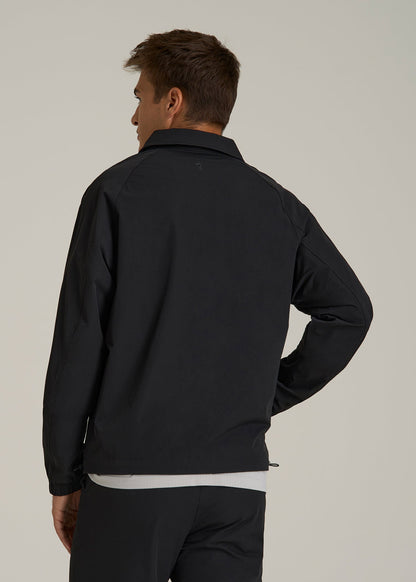Flex Nylon Collared Jacket for Tall Men in Black