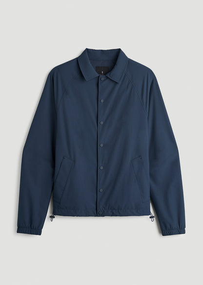 Flex Nylon Collared Jacket for Tall Men in Navy Blue