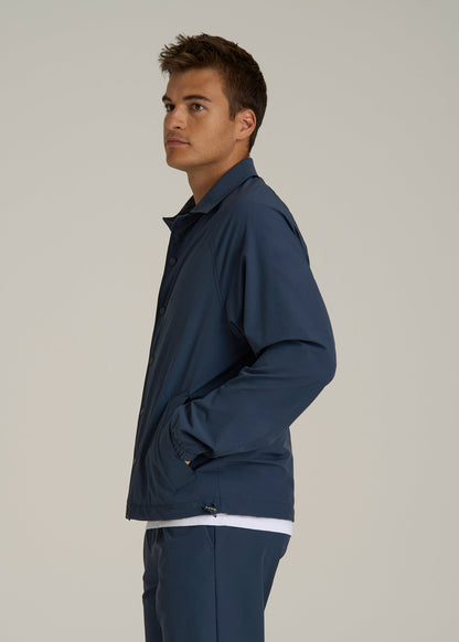 Flex Nylon Collared Jacket for Tall Men in Navy Blue