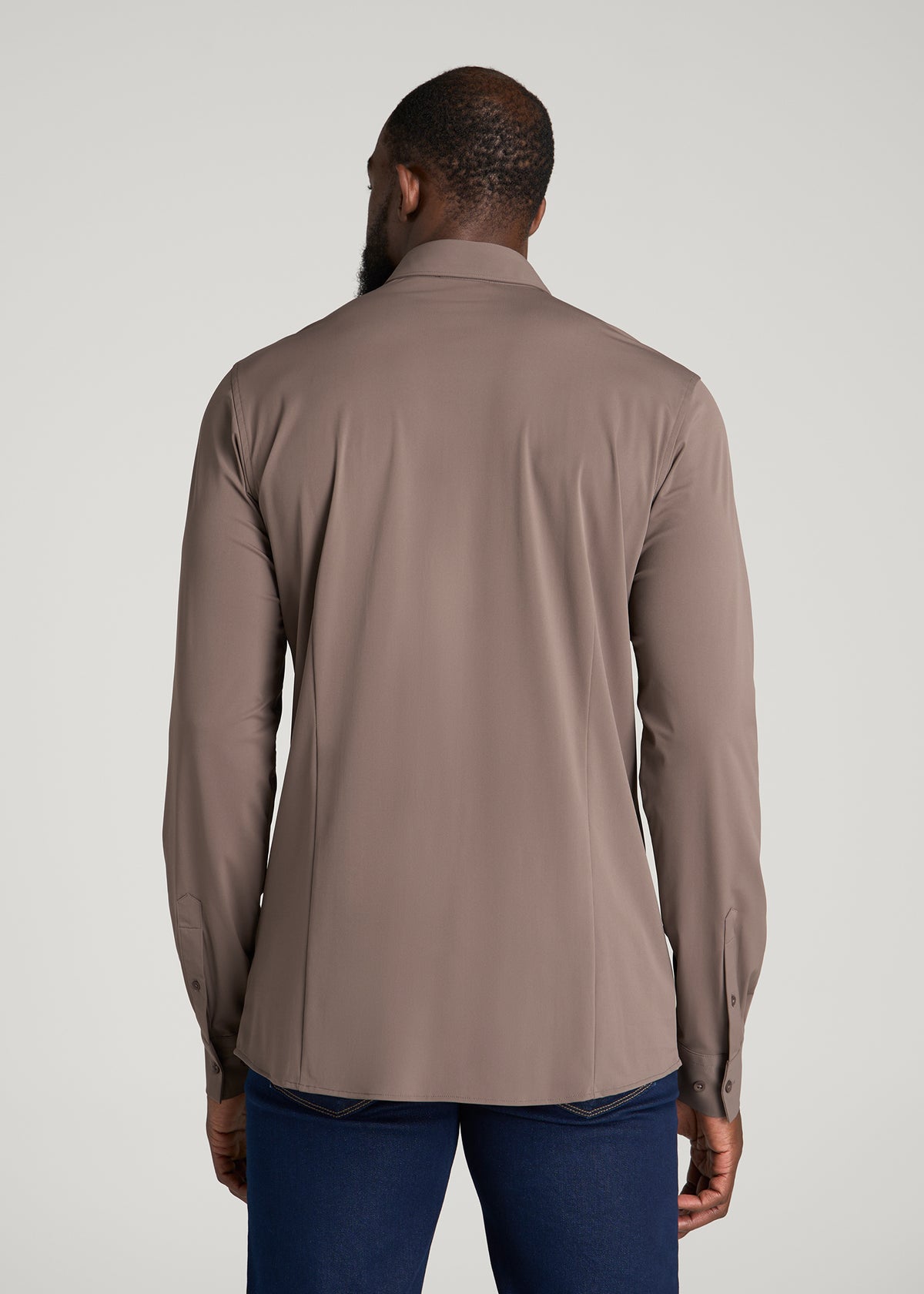 Flex Tech Dress Shirt for Tall Men in Coffee Quartz