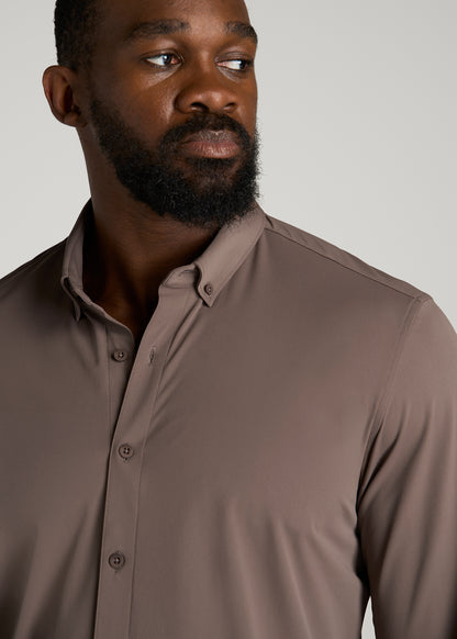 Flex Tech Dress Shirt for Tall Men in Coffee Quartz