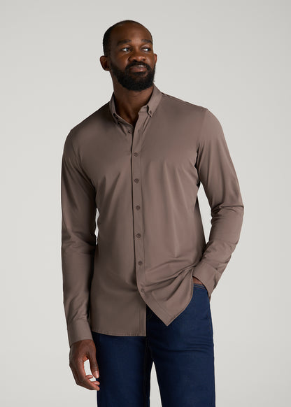 Flex Tech Dress Shirt for Tall Men in Coffee Quartz