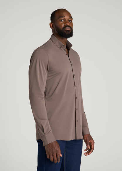 Flex Tech Dress Shirt for Tall Men in Coffee Quartz
