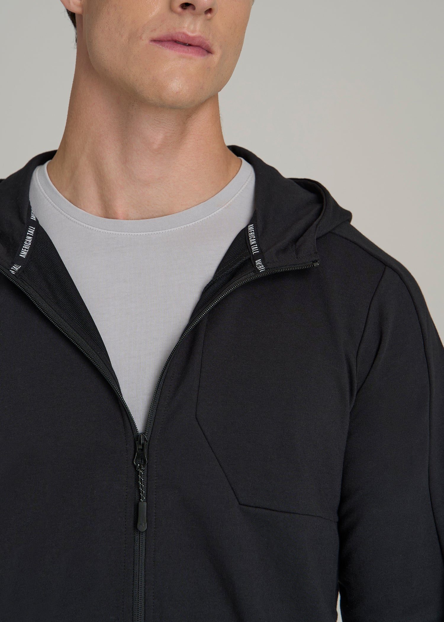 A.T. Performance French Terry Full Zip Hoodie for Tall Men in Black