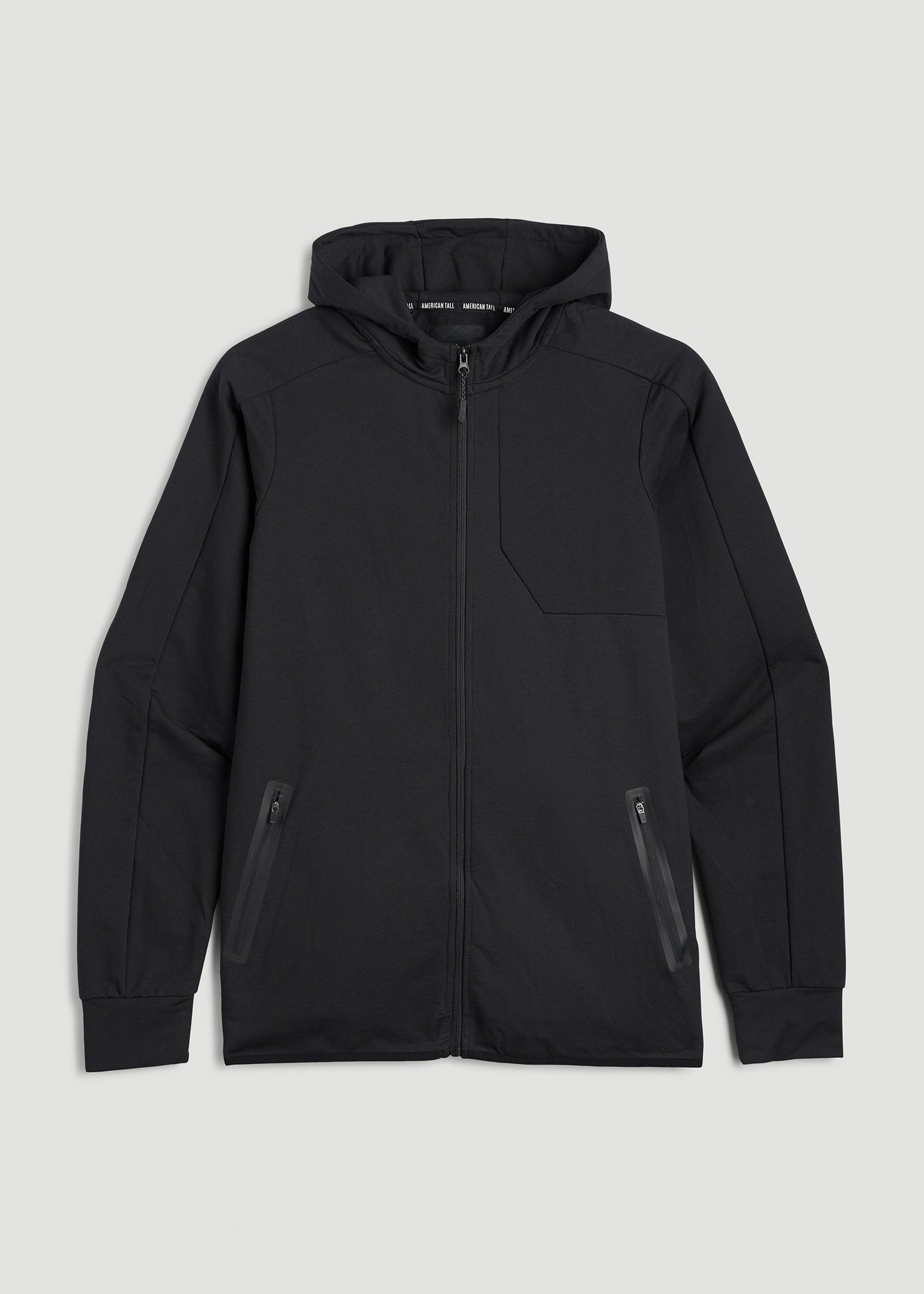 A.T. Performance French Terry Full Zip Hoodie for Tall Men in Black