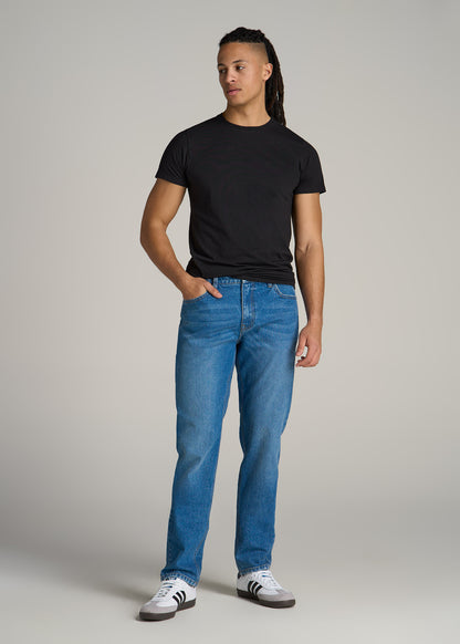 Modern Fit Garment Dyed Cotton T-Shirt for Tall Men in Black