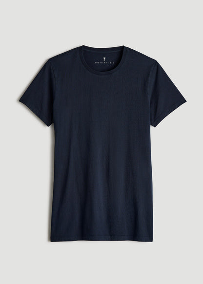 Modern Fit Garment Dyed Cotton T-Shirt for Tall Men in Evening Blue