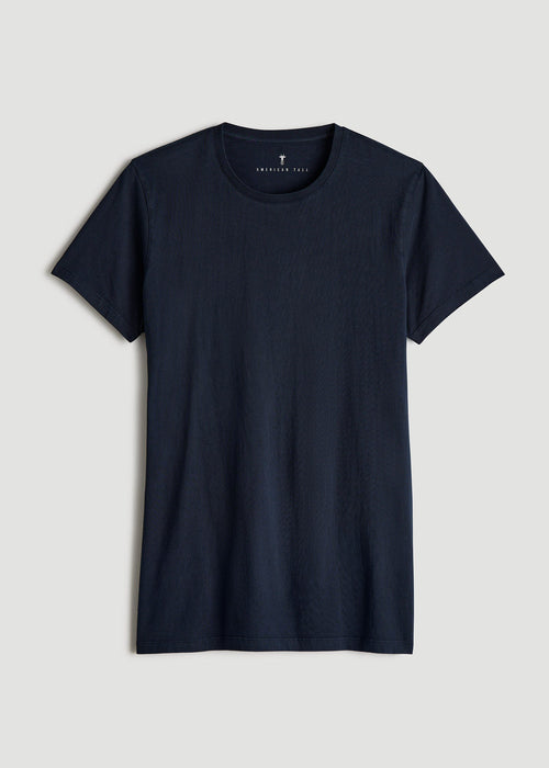 Modern Fit Garment Dyed Cotton T-Shirt for Tall Men in Evening Blue