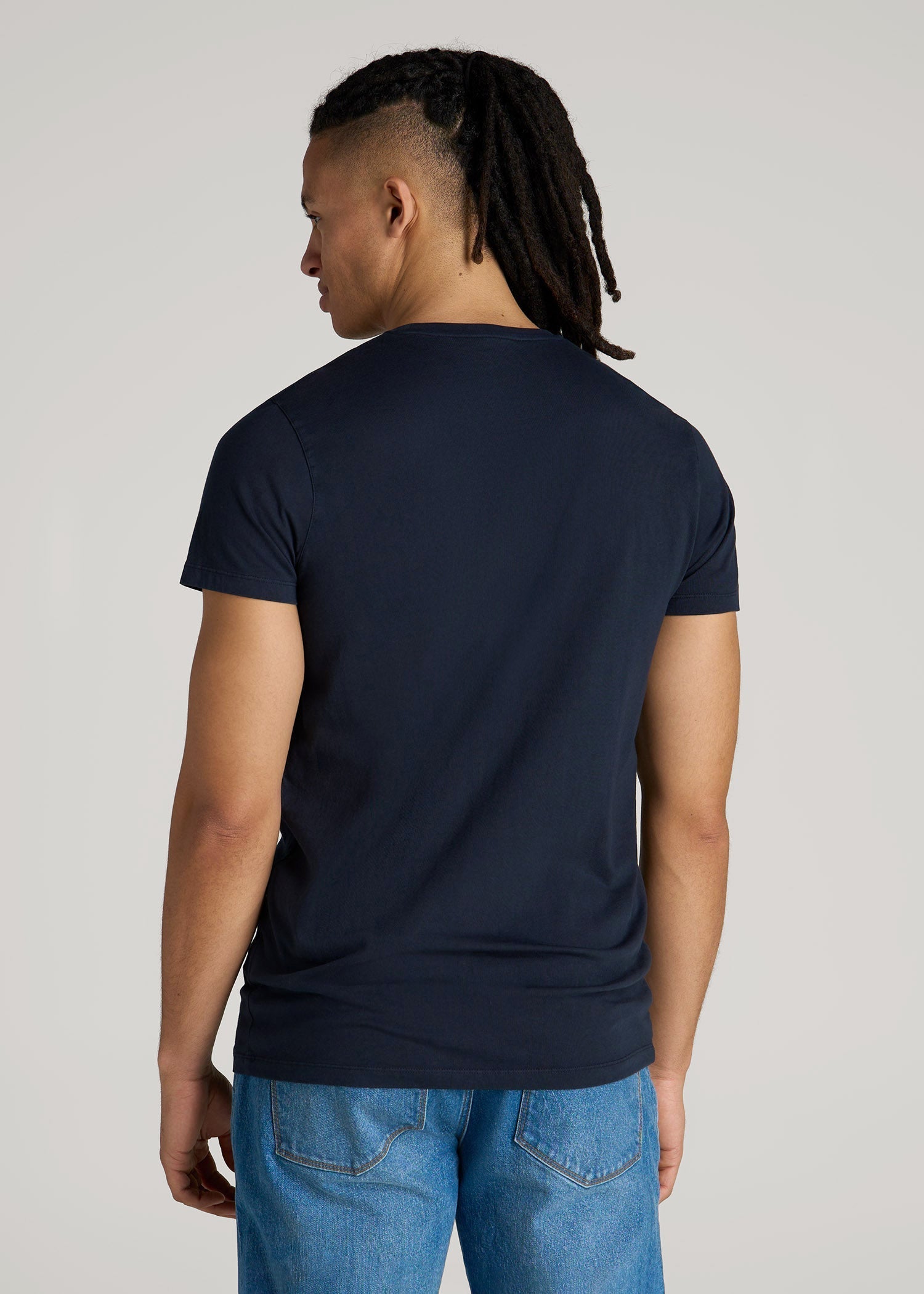 mens dress t shirt Modern Fit Garment Dyed Cotton T-Shirt for Tall Men in Evening Blue M / Tall / Evening Blue