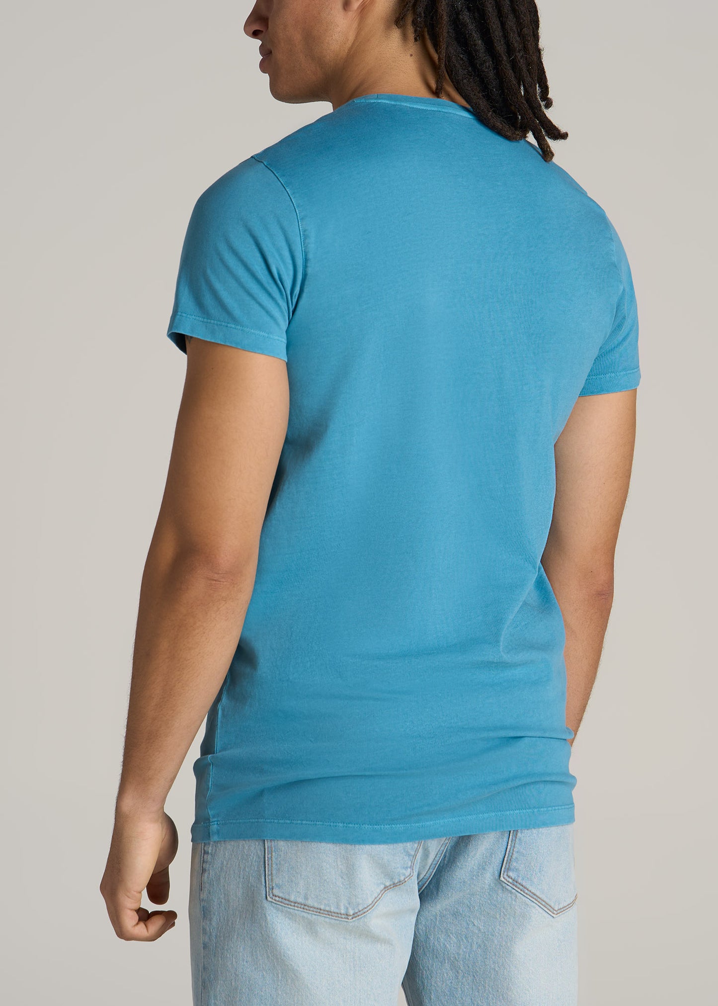 MODERN-FIT Garment Dyed Cotton Men's Tall T-Shirt in Turquoise Splash