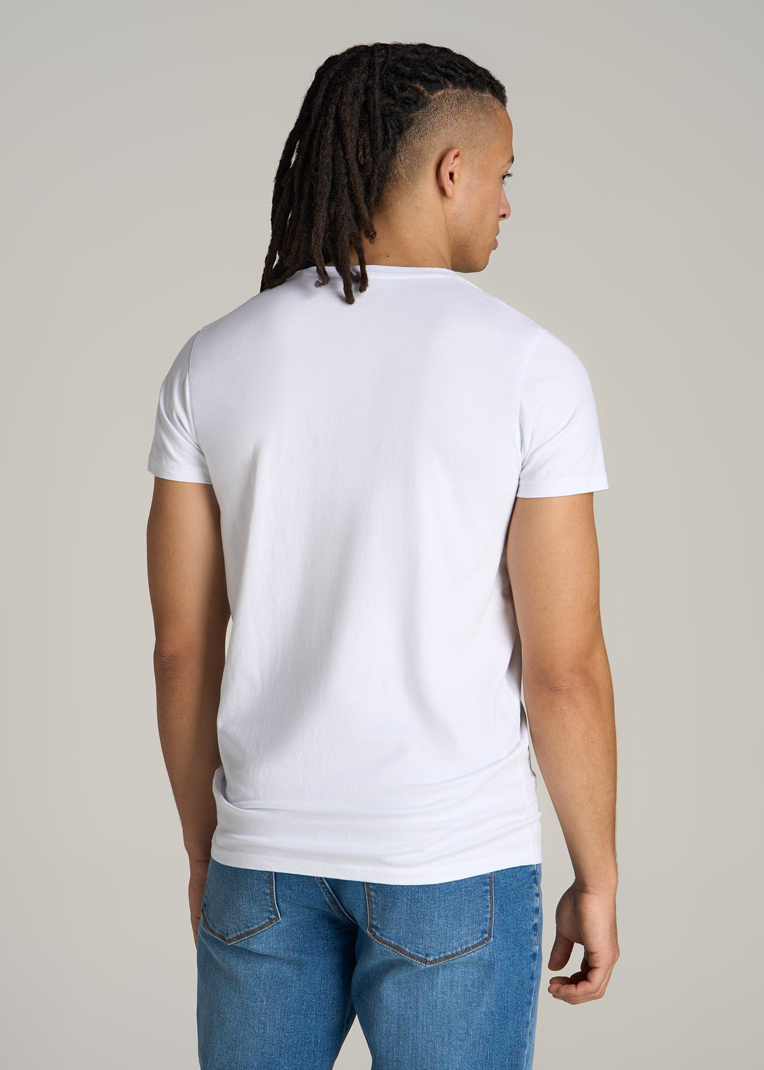 Modern Fit Garment Dyed Cotton T-Shirt for Tall Men in White