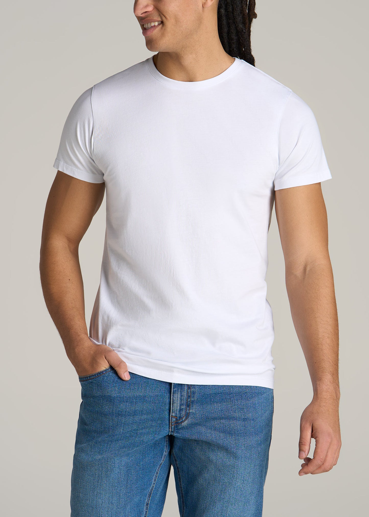 MODERN-FIT Garment Dyed Cotton Men's Tall T-Shirt in White