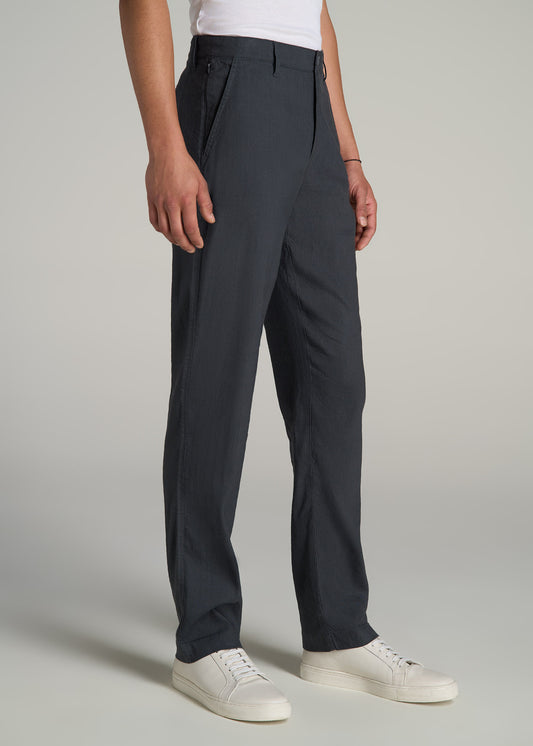 Garment Dyed Linen Casual Pants for Tall Men in Heron Grey