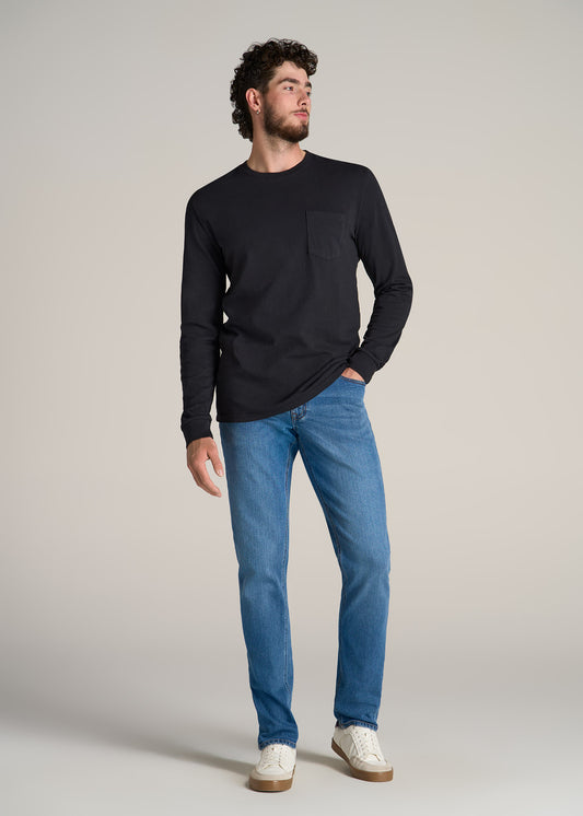 American-Tall-Men-Garment-Dyed-Long-Sleeve-Pocket-Tee-Black-Full