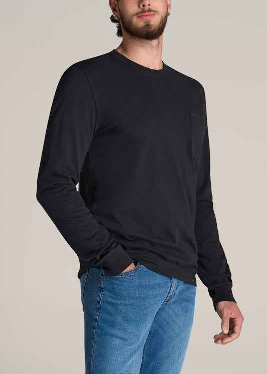 Long Sleeve Slim Fit Shirt: Tall Men's Long Sleeve Black Tee – American Tall
