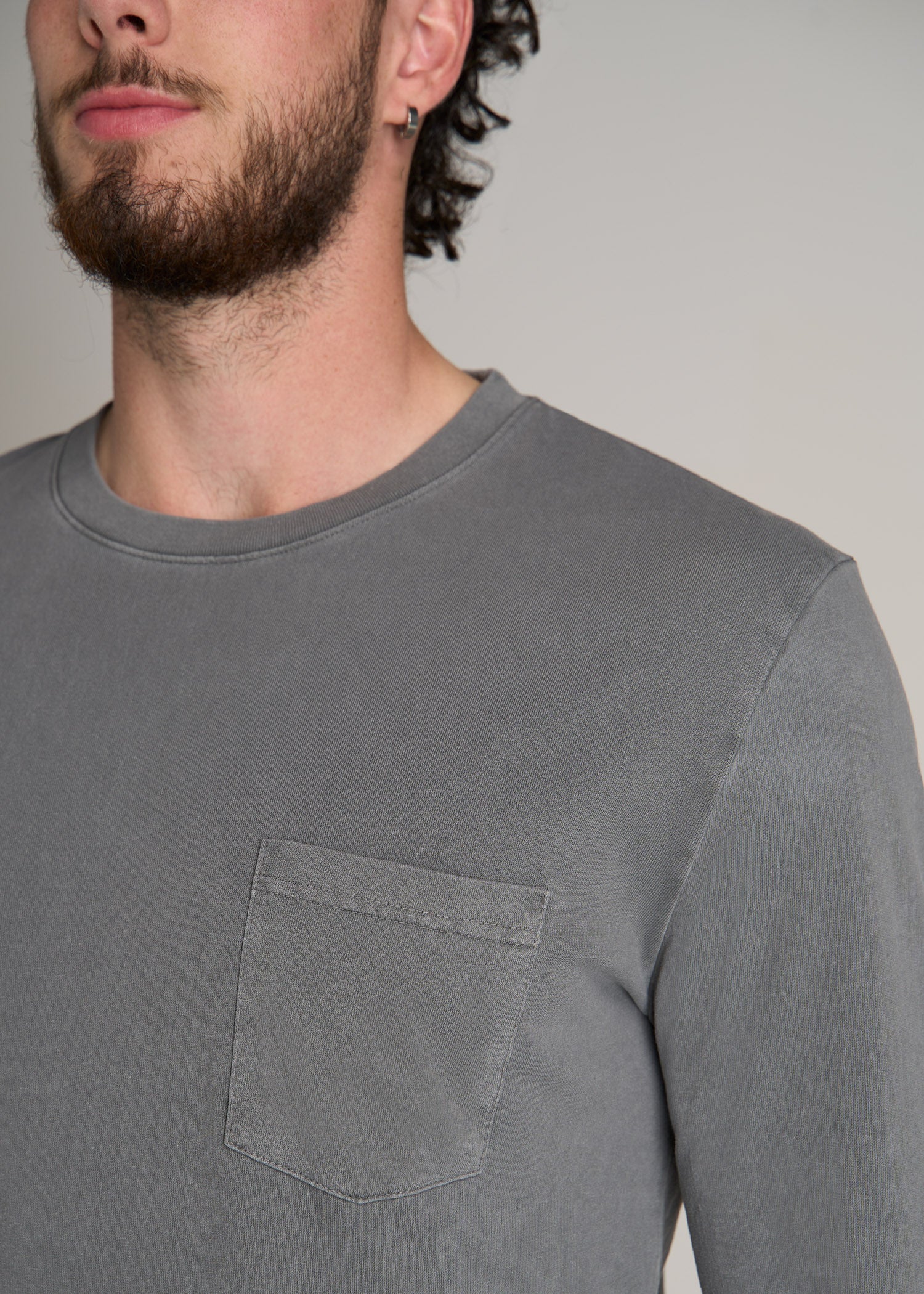 American-Tall-Men-Garment-Dyed-Long-Sleeve-Pocket-Tee-Slate-Detail