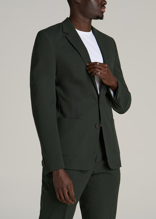 Garment Washed Stretch Chino Tall Blazer in Dark Olive Green