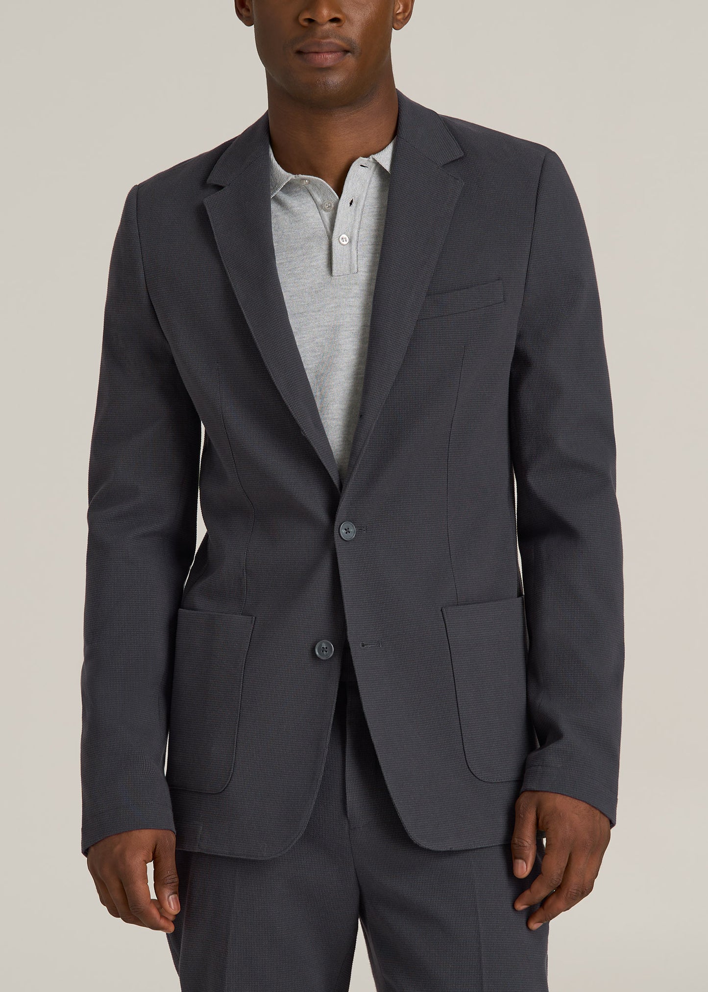 Garment Washed Stretch Chino Tall Blazer in Iron Grey