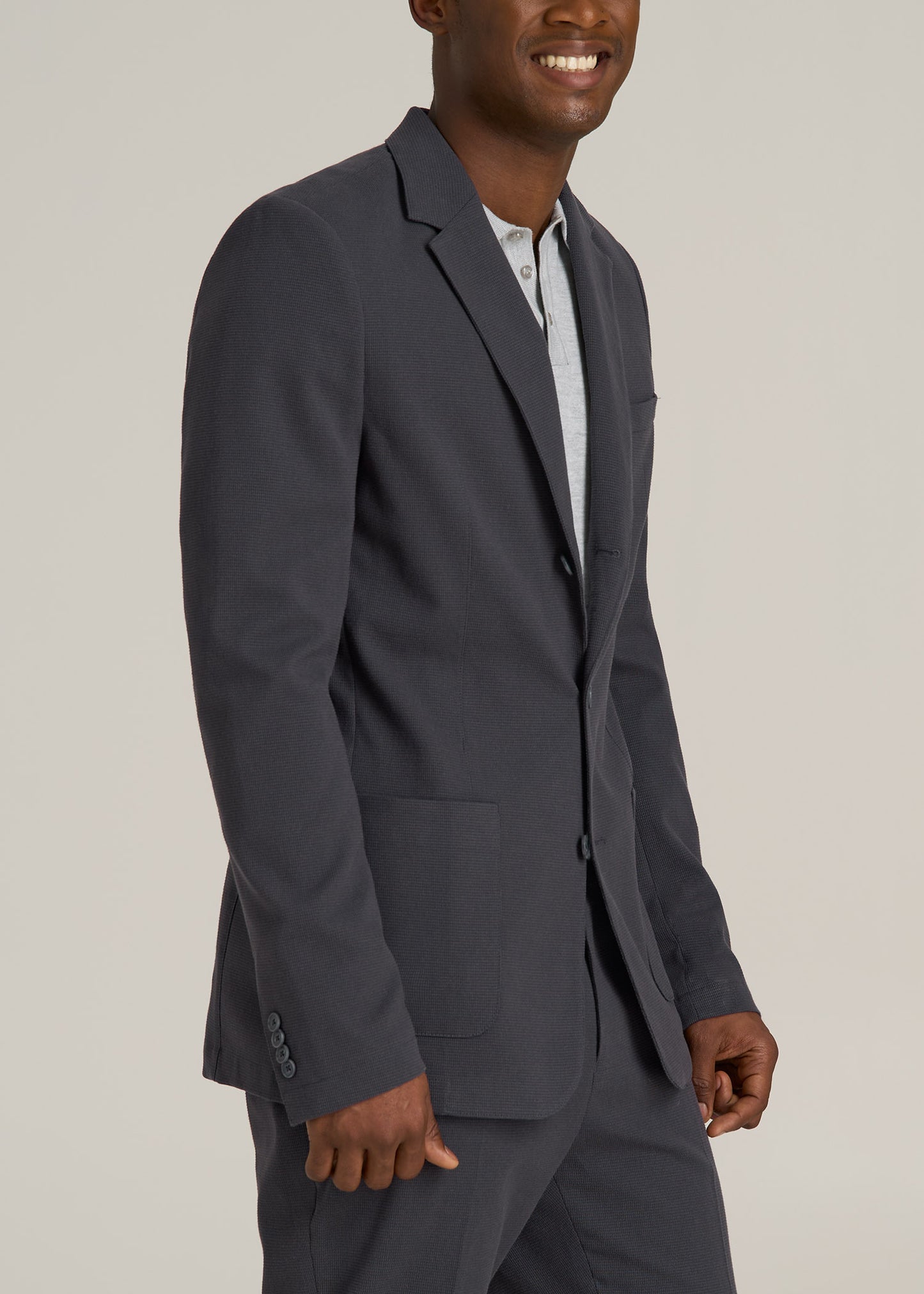 Garment Washed Stretch Chino Tall Blazer in Iron Grey