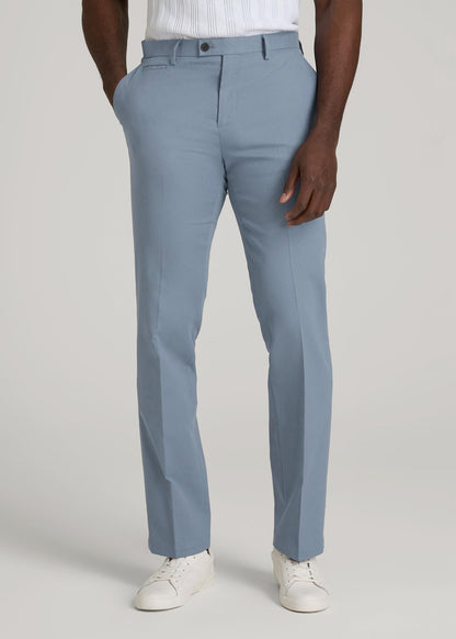 Textured Garment Washed Stretch Cotton Suit Pants for Tall Men in Chambray 40 / 40 / Chambray Textured Garment Washed Stretch Cotton Suit Pants for Tall Men in Chambray 40 / 40 / Chambray