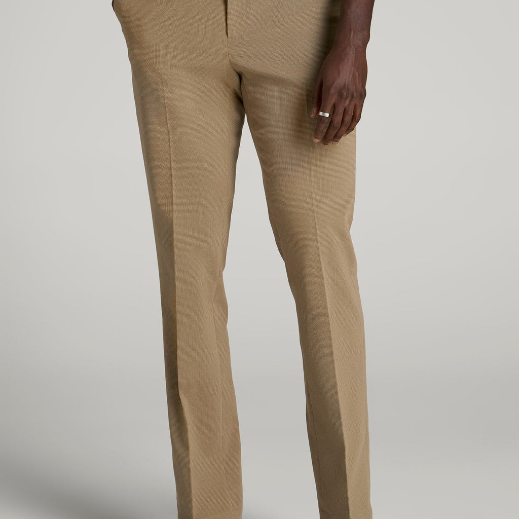 Textured Garment Washed Stretch Cotton Suit Pants for Tall Men in Desert Khaki 32 / 38 / Desert Khaki
