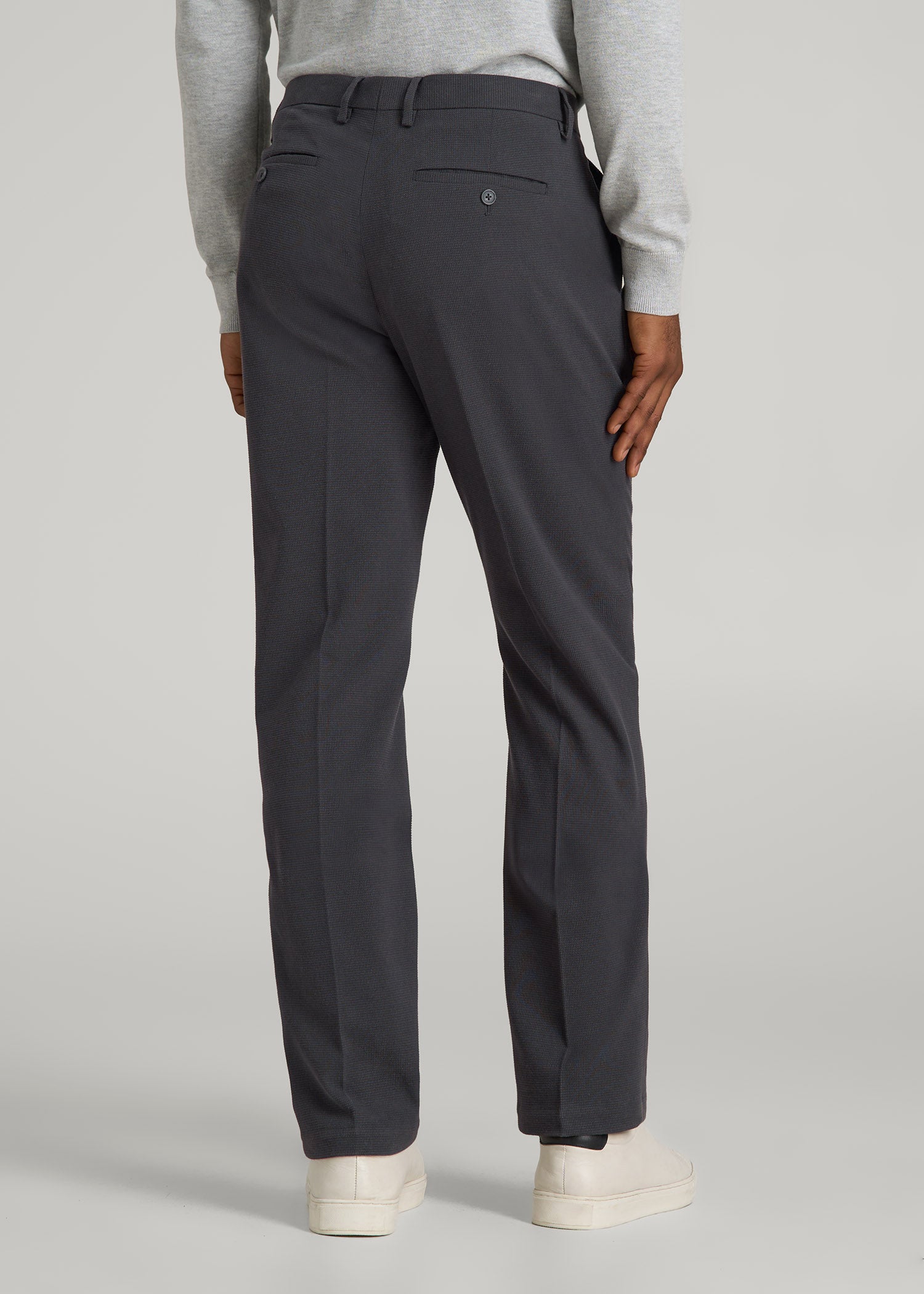 Textured Garment Washed Stretch Cotton Suit Pants for Tall Men in Iron Grey 30 / 38 / Iron Grey Textured Garment Washed Stretch Cotton Suit Pants for Tall Men in Iron Grey 30 / 38 / Iron Grey