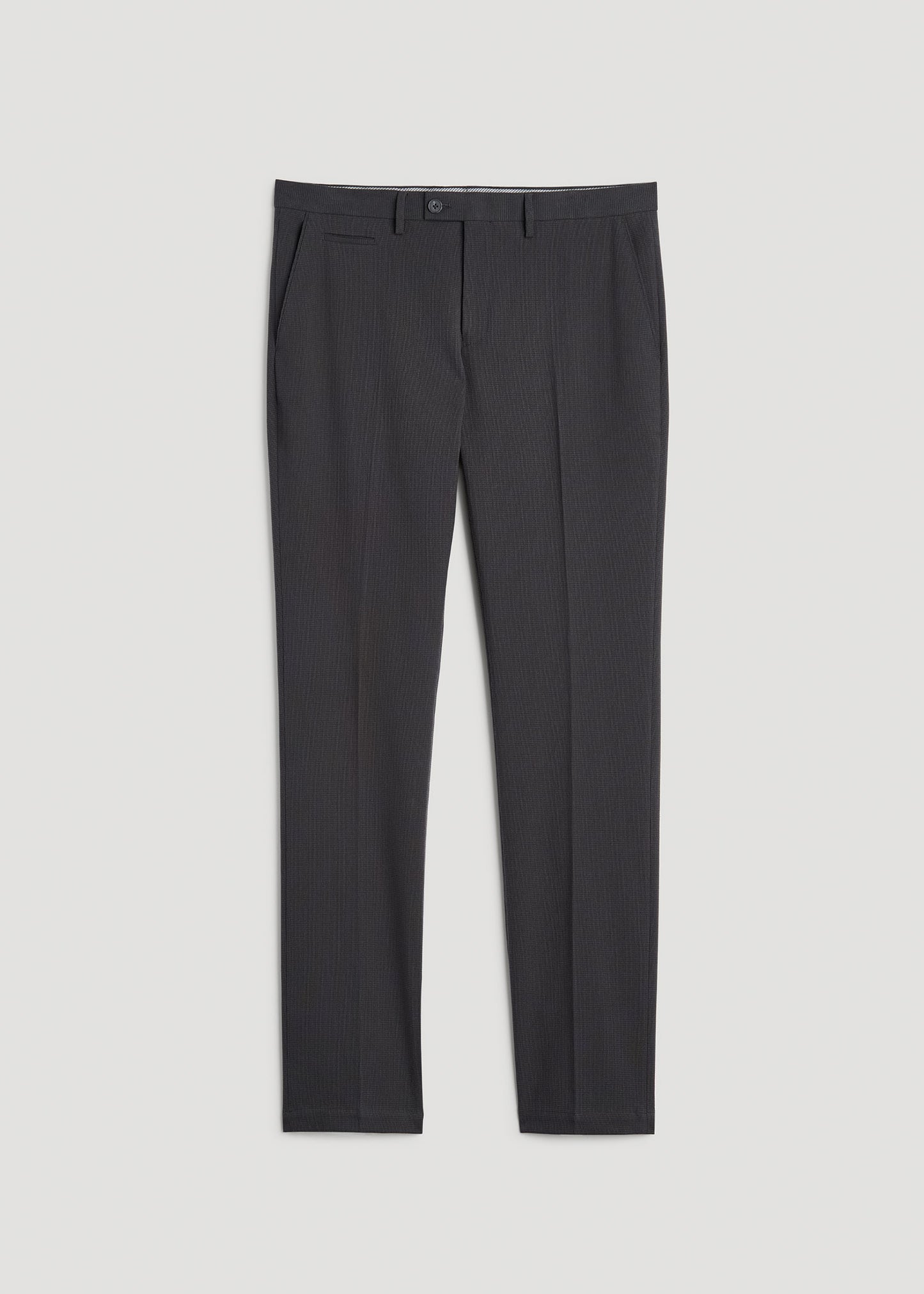 Garment Washed Stretch Chino Suit Pants for Tall Men in Iron Grey