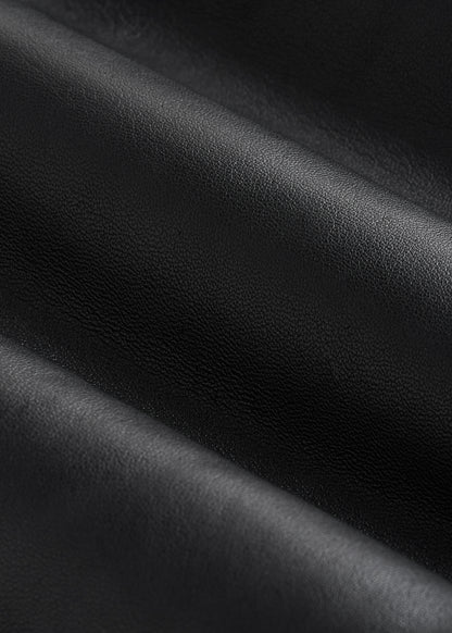 Genuine Leather Hooded Bomber for Tall Men in Black