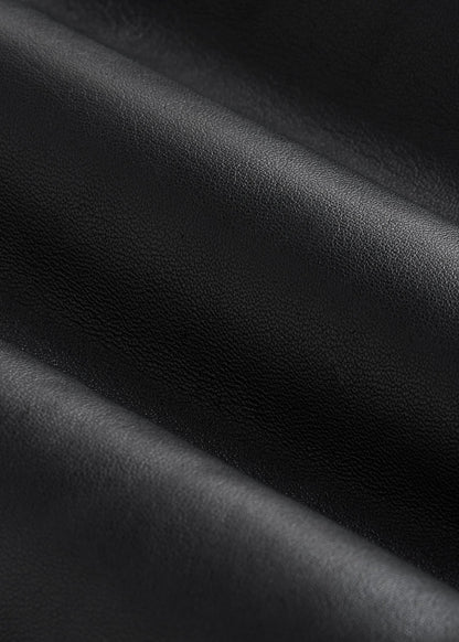 Genuine Leather Hooded Bomber for Tall Men in Black