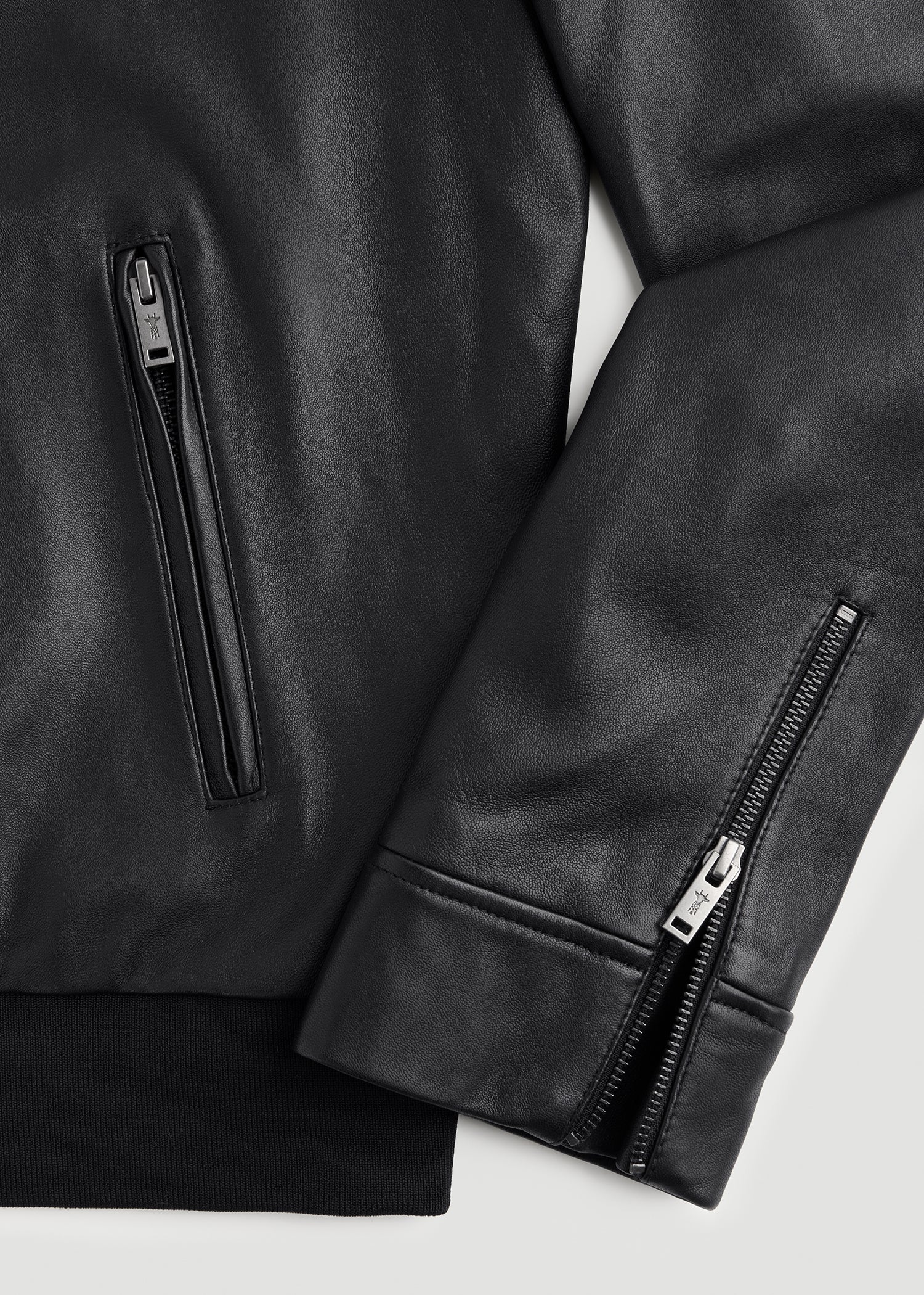 Genuine Leather Hooded Bomber for Tall Men in Black