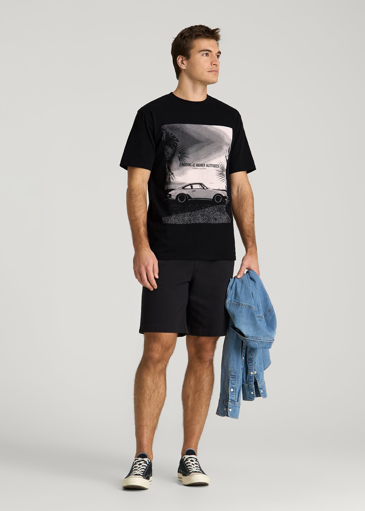 Auto Graphic Tee for Tall Men in Black