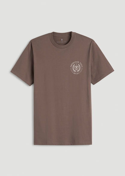 Crest Graphic Tee for Tall Men in Brown