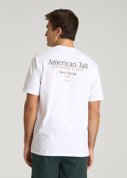 Country Club Graphic Tee for Tall Men in White